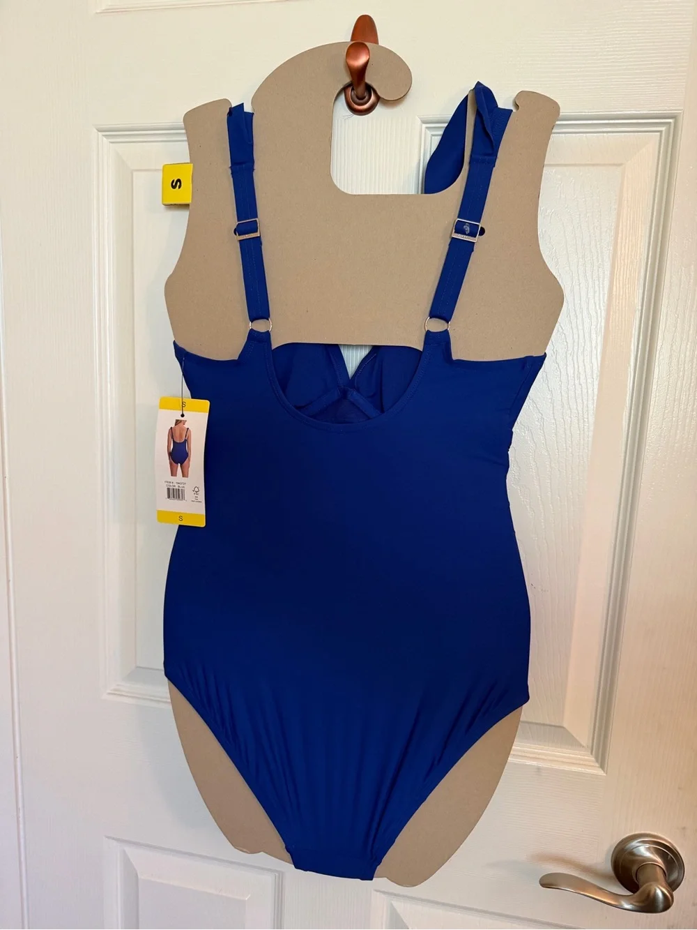 DKNY Woman’s Royal Blue Ruffle-Trim One-Piece Swimsuit - Picture 2 of 2